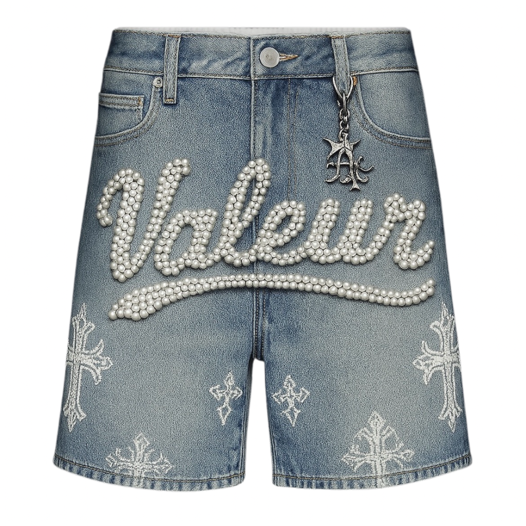 Valeur Pearls Denim Shorts (Pre-Order)