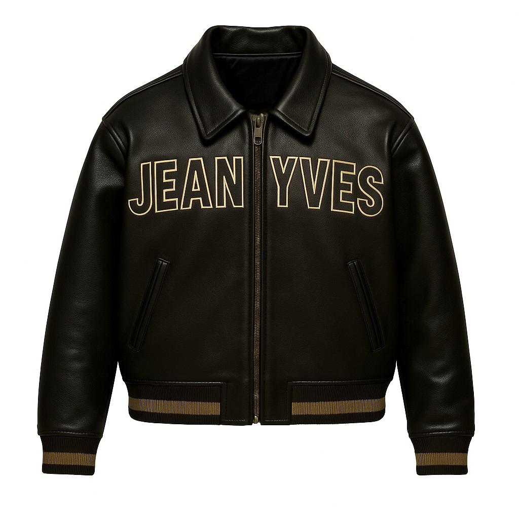 Valeur USA Heritage Leather Jacket with “Jean Yves” embroidery on premium black lambskin – Fall ’25 Capsule.